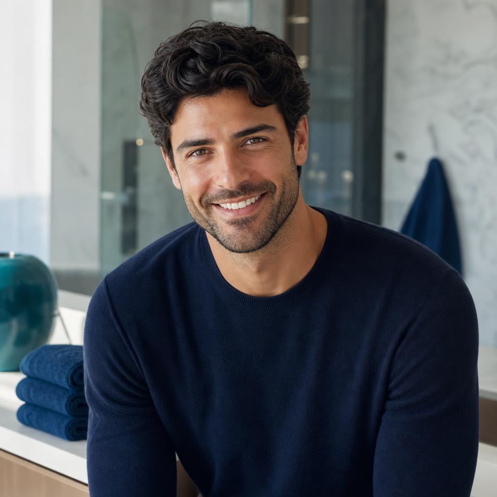 Man with healthy, thick hair smiling